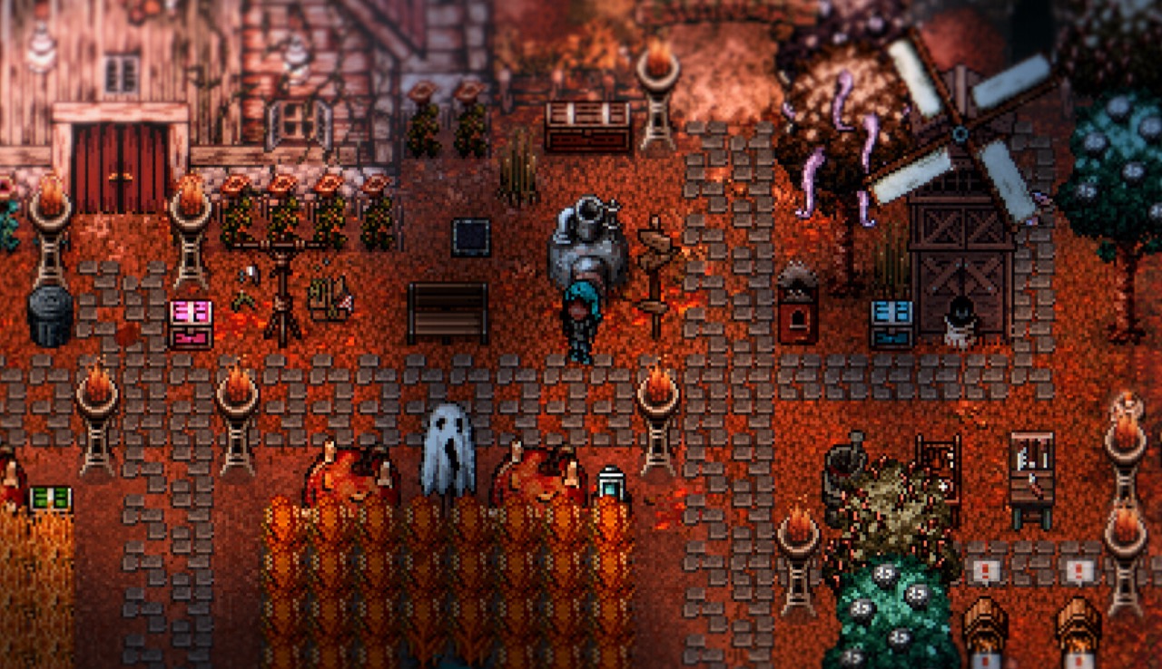 Official Welcome to Elderfield screenshot showing the turn-based battle action menu